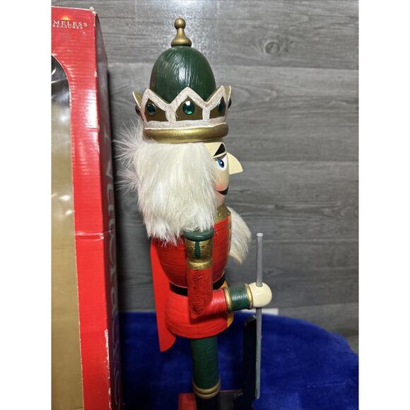 Vintage 20” Soldier Deluxe Wooden Nutcracker Timeless Treasures In Box Green Red - Picture 5 of 14